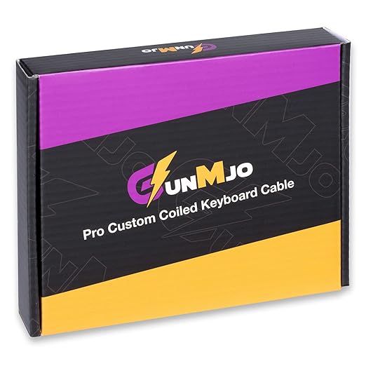 GUNMJO Pro Custom Coiled USB C Cable for Gaming Keyboard, Double-Sleeved Mechanical Keyboard Cable with Detachable Metal Aviator, 1.5M USB-C to USB-A, Classic Black Color
