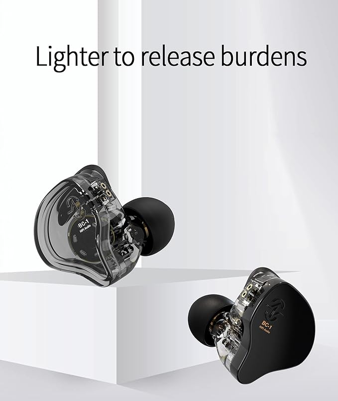 In Ear Monitor CCZ Melody Earphone, Dynamic Hybrid Dual Driver in Ear Earphones 1BA+1DD HiFi Wired Headphones Musicians IEM Upgrade Deep Bass Suitable for Bass Vocals Pop Folk (with MIC,Transparent)…