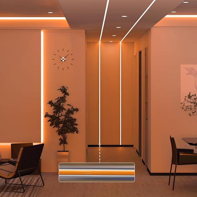BTF-LIGHTING FCOB COB LED Strip Orange Color 5mm Width UL Listed Super Narrow Flexible Uniform Light DC12V 16.4FT CRI 90+ Dimmable LED Ribbon for Bedroom Home Indoor Decor(No Adapter or Controller)