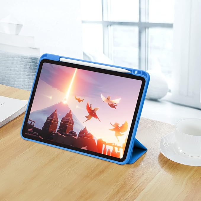 Case for iPad Pro 11 Inch 4th/3rd/2nd Generation 2022/2021/2020 with Pencil Holder [Support iPad 2nd Pencil Charging] Slim Trifold Stand Smart Protective Cover, Auto Wake/Sleep(Blue)