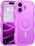 BENTOBEN Magnetic for iPhone 16 Case, Cute Wavy [Full Camera Protection][Compatible with MagSafe] Matte Anti-Slip Bumper Women Girls Boys Protective Cover for iPhone 16 6.1",Berry Purple