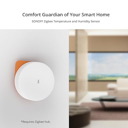 SONOFF SNZB-02P Zigbee Temperature Humidity Sensor, Indoor Thermometer Hygrometer with Alert, Works with Alexa & Google Home for Remote Monitoring and Home Automation, ZigBee 3.0 Hub Required (1)