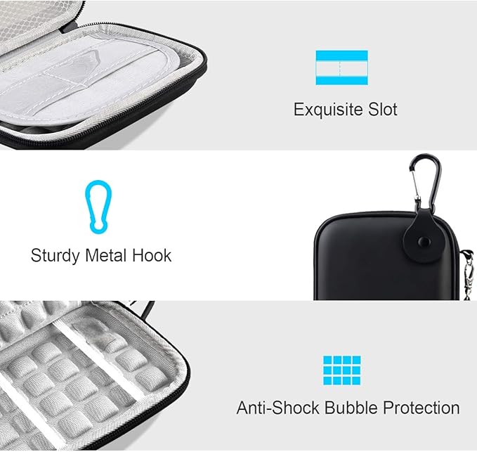 Lacdo Hard Drive Carrying Case for Western Digital WD Elements/WD My Passport/My Passport Ultra Portable External Hard Drive HDD 1TB 2TB 4TB 5TB 6TB USB 3.0 Protective Storage Travel Bag, Black