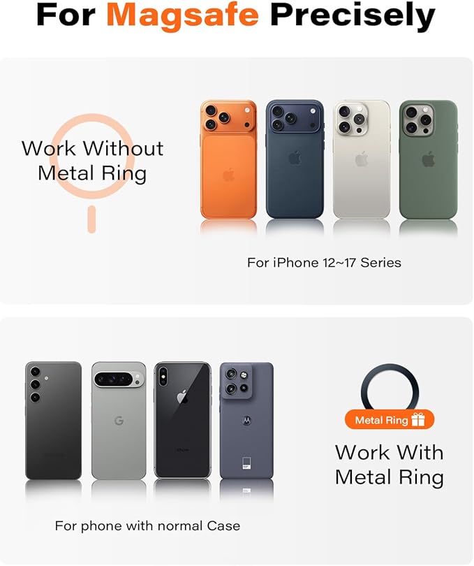 APPS2Car for MagSafe Car Mount, Magnetic Phone Holder for Car Dashboard Windshield, Suction Cup Holder with Telescopic Arm, Magnetic Cell Phone Mount for iPhone MagSafe Case, Charging Not Supported