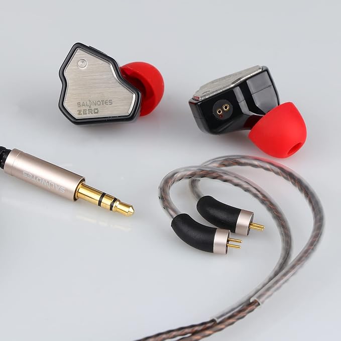 Linsoul 7Hz Salnotes Zero HiFi 10mm Dynamic Driver in-Ear Earphone IEM with Metal Composite Diaphragm Stainless Steel Faceplate Detachable 2Pin OFC Cable (Black, Without Mic)