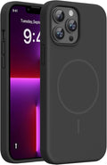 Miracase Magnetic for iPhone 13 Pro Max Case, [Soft Anti-Scratch Microfiber Lining], Magnetic for MagSafe, Liquid Silicone Shockproof Drop Protection Phone Case for 13 Pro Max, Black