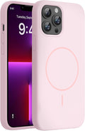 Miracase Magnetic for iPhone 13 Pro Max Case, [Soft Anti-Scratch Microfiber Lining], Magnetic for MagSafe, Liquid Silicone Shockproof Drop Protection Phone Case for 13 Pro Max, Sand Pink