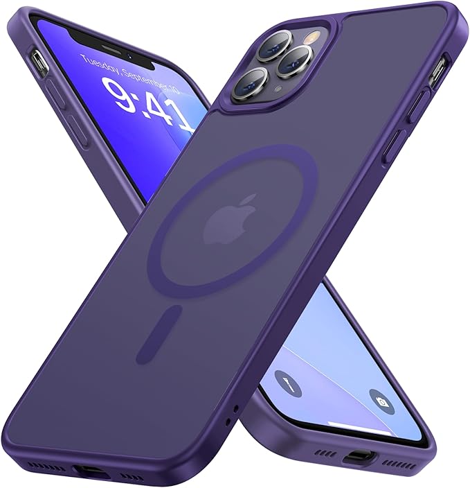 Magnetic for iPhone 11 Pro Max Case, [Compatible with MagSafe][Military-Grade Drop Protection][Anti-Yellowing] Shockproof Translucent Matte Cover for iPhone 11 Pro Max Phone Case,Deep Purple