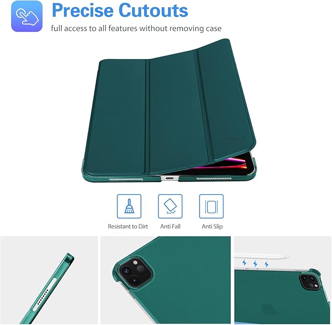 ProCase Smart Case for iPad Pro 12.9 2022/2021/2020/2018, Slim Stand Hard Back Shell Smart Cover for iPad Pro 12.9" 6th Gen/5th Gen/4th Gen/3rd Gen -BluishGreen