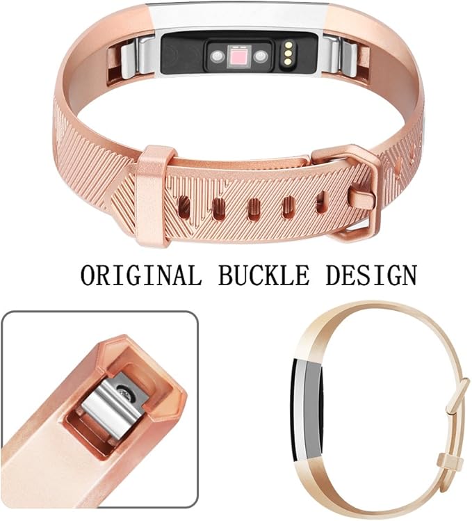 Tobfit 4 Pack Bands Compatible with Fitbit Alta/Alta HR Bands, Soft Sport Silicone Replacement Wristbands for Women Men (Small, Black/Champagne Gold/Rose Gold/Gray)