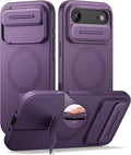SURITCH for iPhone Air Case with Camera Control Cover, Camera Slide Cover and Adjustable Kickstand, Compatible with MagSafe, Shockproof Bumper Protective Cases for iPhone 17 Air 6.5 Inch, Dark Purple