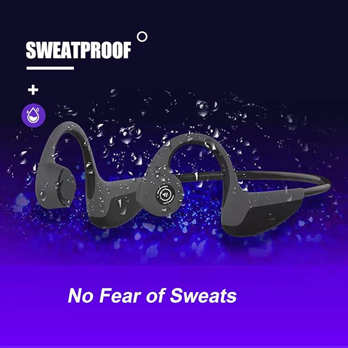 Bone Conduction Headphones Bluetooth 5.0 Open Ear Wireless Titanium HiFi Stereo with Mic Sweatproof Sports Headphones for Running Driving Cycling (Black)