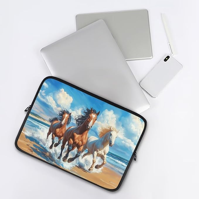 Horse Laptop Protective Sleeve for Women Men Computer Sleeve Neoprene Laptop Case Bag 10inch Portable Computer Carrying Case Suitable for Birthday Holiday Tablet Bags Blue