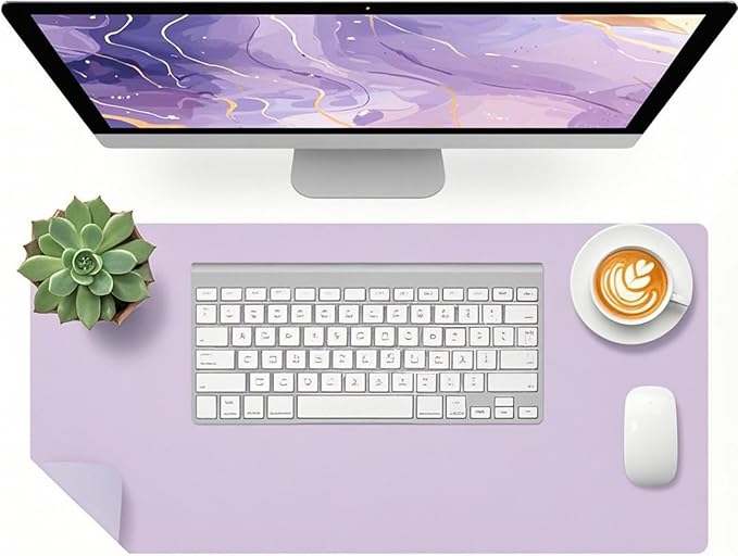 Bloss Purple Desk Mat, Double-Sided Leather Desk Pad, Desk Matt for Desktop, Waterproof Desk Pad Mat, Computer Mat for Office Work/Home/Decor/Desk Protector/Cover(23.6"x 13.8")