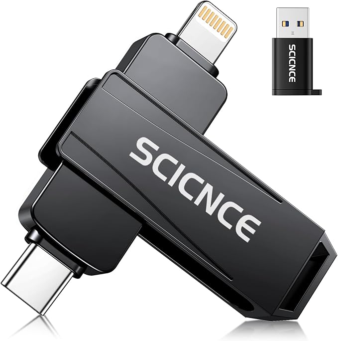 512GB Phone Flash Drive Photo Stick, USB Memory Stick for Photo Video Backup & Storage, No APP Required, Compatible with iPhone iPad Android PC, Space Gray