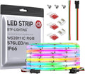BTF-LIGHTING FCOB IP66 WS2811 IC RGB COB LED Strip 16.4FT DC12V 576LED/m Flexible High Density Color Chasing Uniform Light 16IC/m 10mm Width for Indoor Lighting Project(No Adapter or Controller)