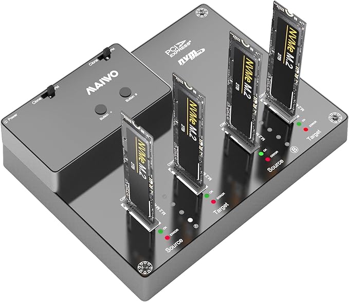MAIWO 4 Bay M.2 NVME Docking Station, Tool-Free Type- C to NVME SSD Enclosure, Support Offline Clone duplicator and System Disk Clone Function (K3015P2)