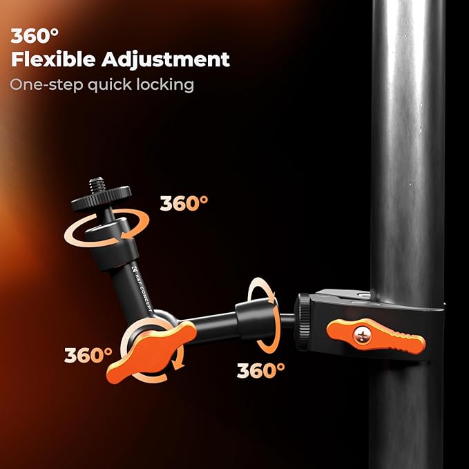 K&F CONCEPT 6" Magic Arm Clamp with Super Clamp, 360°Ballhead Articulating Mini Arm for Monitor, LED Light, Webcam, Action Camera