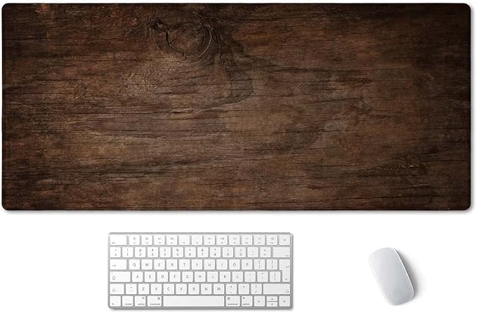 SSOIU Extended Gaming Mouse Pad (35.5x15.7 in), Large Non-Slip Rubber Base Mousepad with Stitched Edges, Waterproof Keyboard Mouse Mat Desk Pad for Work, Game, Office, Home - Texture of Bark Wood