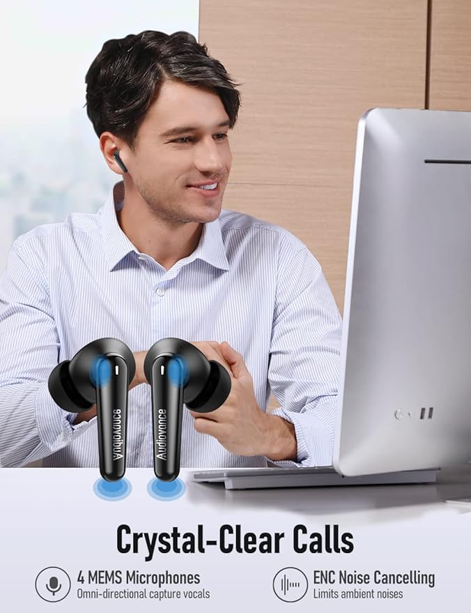 Audiovance Euphony 301 Wireless Earbuds Bluetooth Headphones for iPhone and Android, Premium Sound Wireless Ear Buds (EU301)