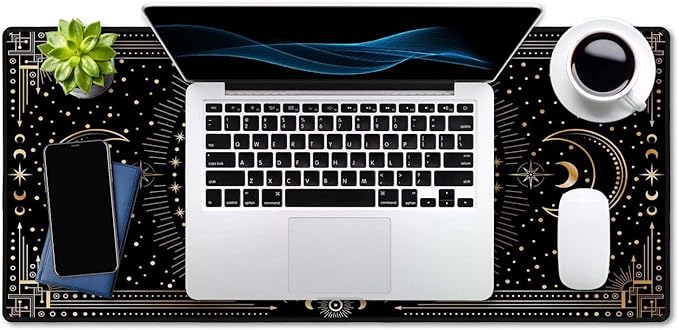 SSOIU Large Mouse Pad, Boho Snake Witch Desk Mat for Desktop, Women Girls Waterproof Gaming Mousepad, Moon Phases Computer PC Laptop Protector Writing Pads for School Office Home 35.5" x 15.7"