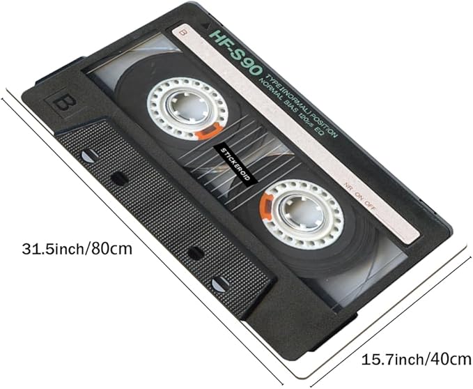 Black Vintage Tape 90s Old Music Musiccasette Mouse Pad 15.7x31.5 inches Retro Mouse Pad Big Extended Non-Slip Rubber Base Mousepad with Stitched Edges Gaming Pc Desktop Large Mouse Pad