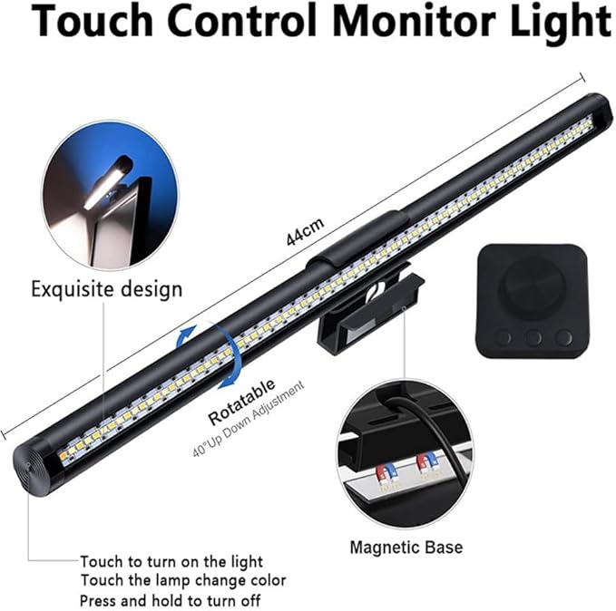 Metal Knob Remote Eye-Care Screen Light Bar LED Task Lamp USB Magnetic Light Table Computer Monitor Desk Lamp