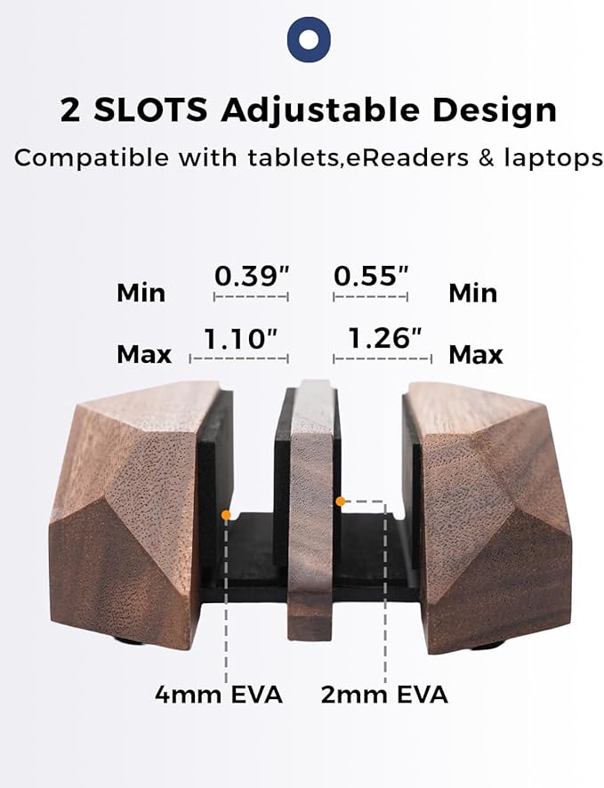 Dual Laptop Holder Adjustable Vertical Laptop Stand, 2 Slots MacBook Stand Wood,Wooden Laptop Stand,Vertical Laptop Holder for Desk, Widen Dock Fits All MacBook/Surface pro