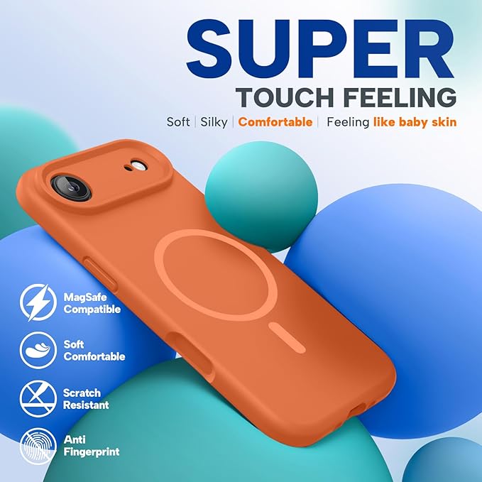 Miracase Magnetic for iPhone Air Case, Compatible with MagSafe, Integrated Silicone Camera Control Cover,Shockproof Drop Protection Phone Case for 17 Air,Orange