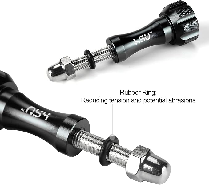 HSU Aluminum Thumbscrew Set + Wrench for Gopro Hero 13, 12, 11, 10, 9, 8, 7, 6, 5, 4, 3, AKASO Campark and Other Action Cameras (Black,3Pcs)
