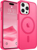 SUPFINE Magnetic for iPhone 14 Pro Case (Compatible with MagSafe) (Military Grade Drop Protection) Slim Translucent Matte Shockproof with Anti-Fingerprint Phone Case,Hot Pink