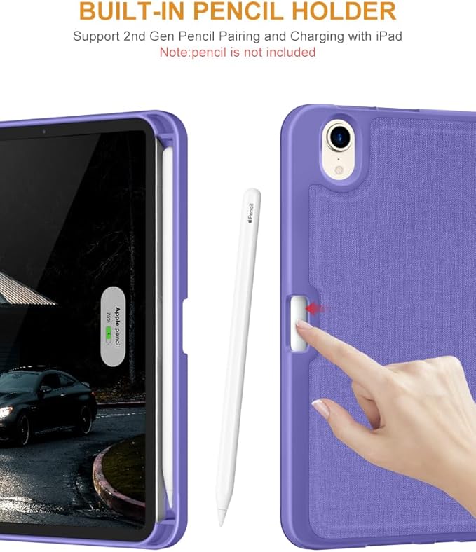 DTTO Case for iPad mini 7 (A17 Pro) 2024 / iPad mini 6 2021 8.3 inch with Pencil Holder, Multi-Angle Magnetic Standing Cover for iPad mini 7th/6th Generation [Auto Wake/Sleep], Purple