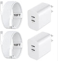 Fast Charger for 15 16 17 Pro Max, 10FT Nylon Braided USB C to C Charging Cable Cord & 20W Dual Port USB C Fast Charger Block for Phone 17 16 15 Pro Max/17 16 15/15 Plus,Android Phone-White