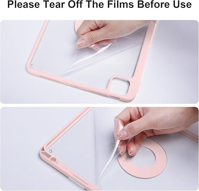 Case for iPad Air 13 Inch M4/M3/M2 2026/2025/2024, iPad Pro 12.9" 6th/5th Gen. 2022/2021 with Pencil Holder,Vertical Stand,Detachable Magnetic Trifold Stand Case,Auto Wake/Sleep,Ice Blue+Pink