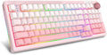 E-YOOSO Wireless Mechanical Keyboard, 96% Custom Gaming Keyboard with Knob, Creamy Sound, Number Pad, Hot Swappable Pre-lubed Linear Switches, RGB Backlit, 2.4GHz/Bluetooth/USB Wired, Pink