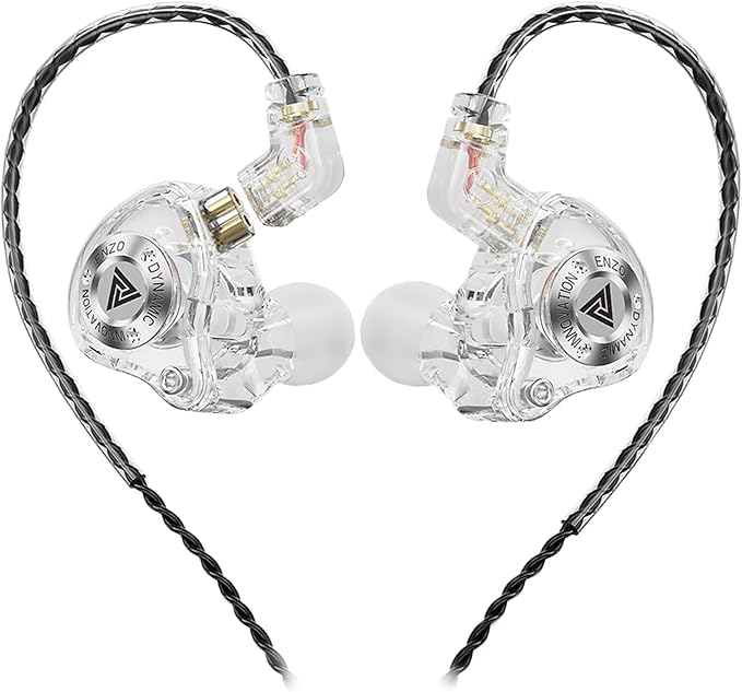 Piluyaa Wired Gaming Headphones IEM Earphones with 1DD，QKZ ENZO in Ear Monitor, HiFi Detachable Cable Earbuds, Bass Sound with New 11mm Dynamic Driver for Video Music Gaming (White)