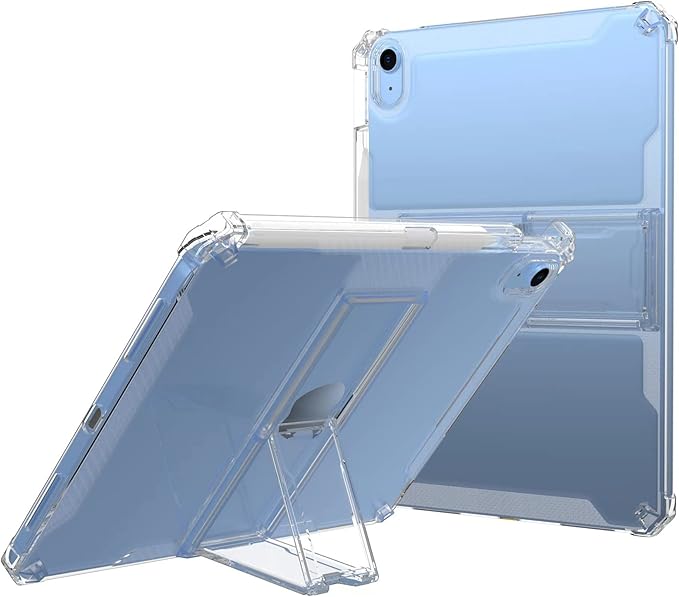 for iPad 9.7 inch Clear Case 2018/2017,iPad 6th/5th Generation Cover with Pencil Holder & Kickstand Anti-Slip Soft TPU Back Shockproof [Corner Protection] Ultra Thin Transparent Shell, Clear