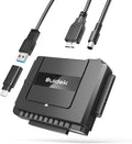 SUIDEK USB 3.0 to IDE & SATA Adapter, External Hard Drive Converter Kit for 2.5"/3.5" HDD/SSD, IDE to USB C, Includes 12V/2A Power Adapter, Plug & Play for Windows/Mac/Linux