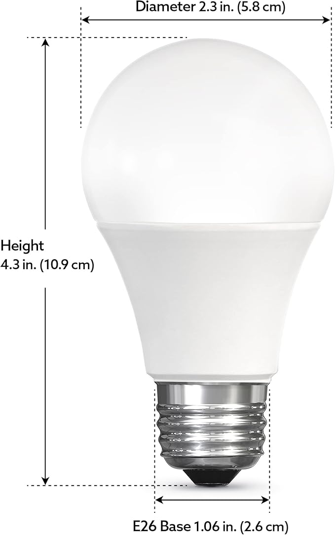 Feit Electric OM60/927CA/AG 60W Equivalent WiFi Dimmable, No Hub Required, Alexa Google Assistant A19 Smart LED Light Bulb, 4.4" H x 2.3" D, 2700K Soft White (Pack of 2)