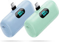 [2-Pack] Mini Portable Charger 5000mAh Power Bank,3A PD USB C Cell Phone Portable Power, LCD Display Battery Pack Compatible with iPhone 17/17 Air/16/16 pro/15/15 pro Max/Android/Samsung/Moto/LG etc