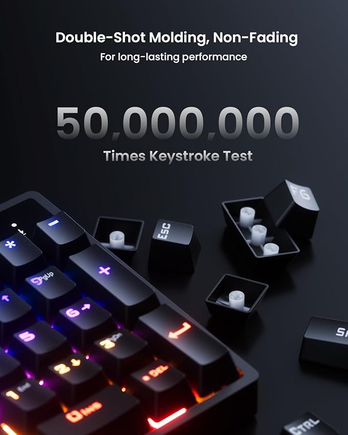RGB Mechanical Gaming Keyboard Blue Switch, 104 Keys Full-Size Light Up Key-board with 11 Backlit Modes, Anti-Ghosting, Double-Shot ABS Keycaps, USB Wired Computer Key board for Windows PC Gamer