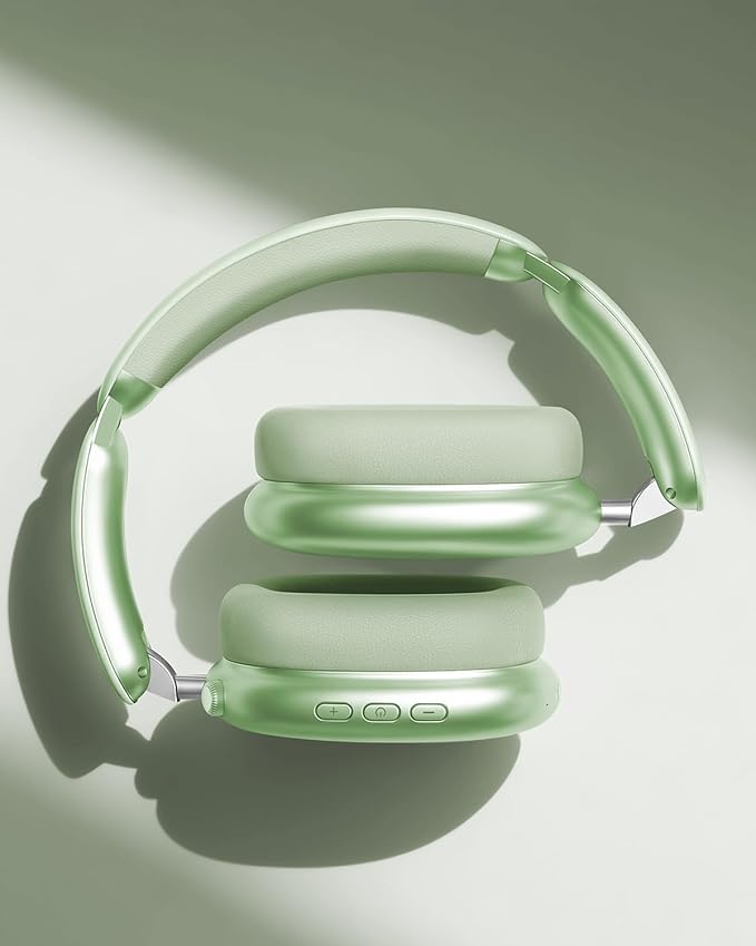 Wentronic Y02 Active Noise Cancelling Headphones, Wireless Over-Ear Bluetooth 5.4 Headphones, Multiple Modes, 60H Playtime, Hi-Res Audio, Big Bass, Foldable Lightweight for Travel Home Office, Green