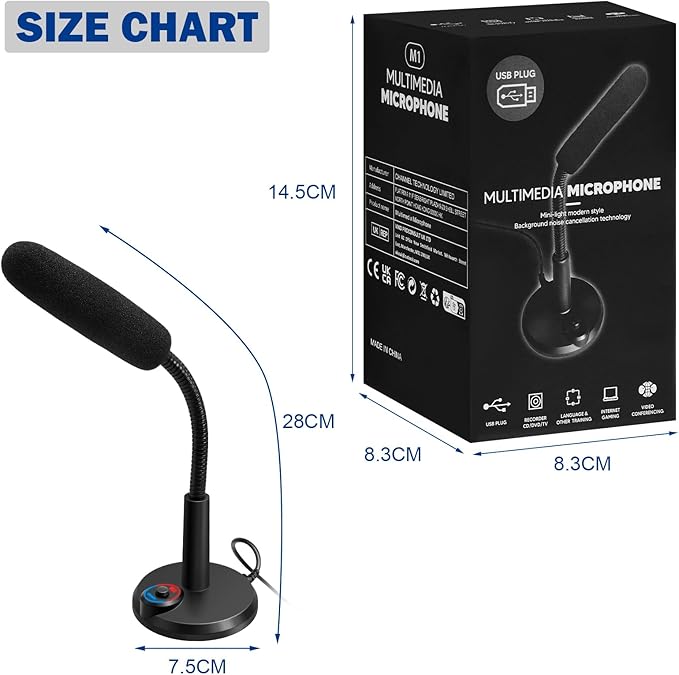 RGB USB Condenser Microphone, Plug & Play Desktop PC Mic with Mute Button, Flexible Gooseneck for PC, Mac, PS5, Gaming, Streaming, Zoom, Discord (1.5m Cable)