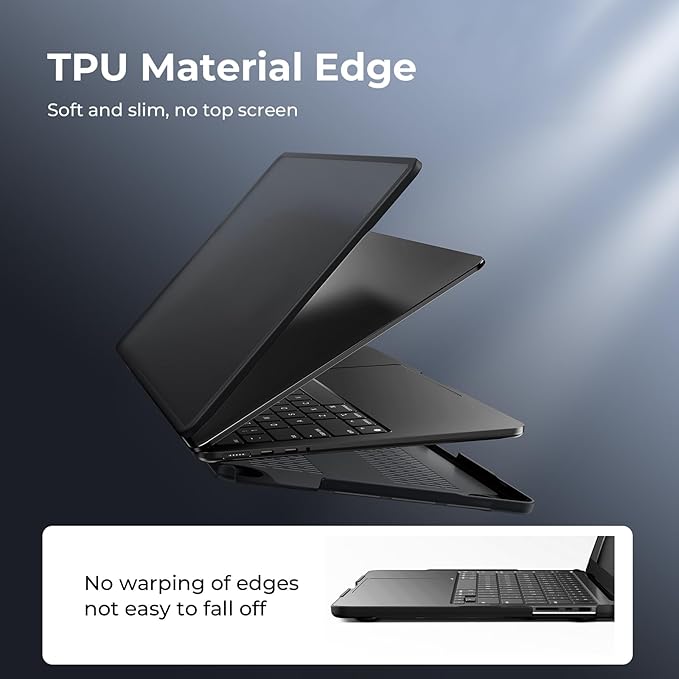 BlueSwan Anti-Cracking Hard Shell Case Compatible with MacBook Pro 14-inch M5 2026 2025-2021 Release M4 M3 M2 M1 Pro/Max Chip, Anti-Fingerprint Soft TPU Bumper, Frosted Black