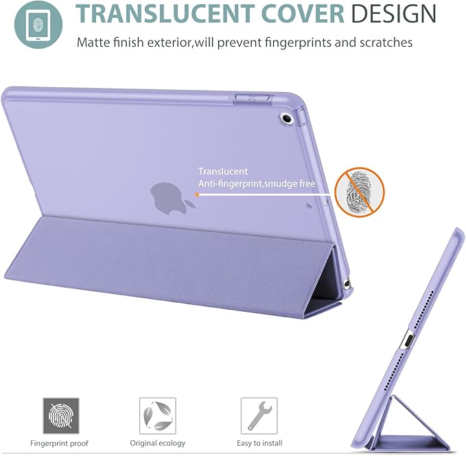 ProCase Smart Case for iPad 9.7 Inch iPad 6th/5th Generation 2018 2017(Model: A1893 A1954 A1822 A1823), Ultra Slim Lightweight Stand Cover with Translucent Frosted Back -Lightpurple