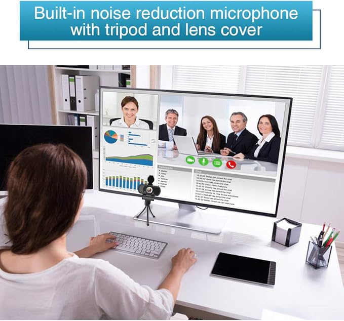 1080P Webcam with Microphone, HD Webcam Web Camera with Tripod Stand, Widescreen USB Computer Camera, Streaming Mic Web cam for Online Calling/Conferencing,Facetime/YouTube Desktop Laptop PC