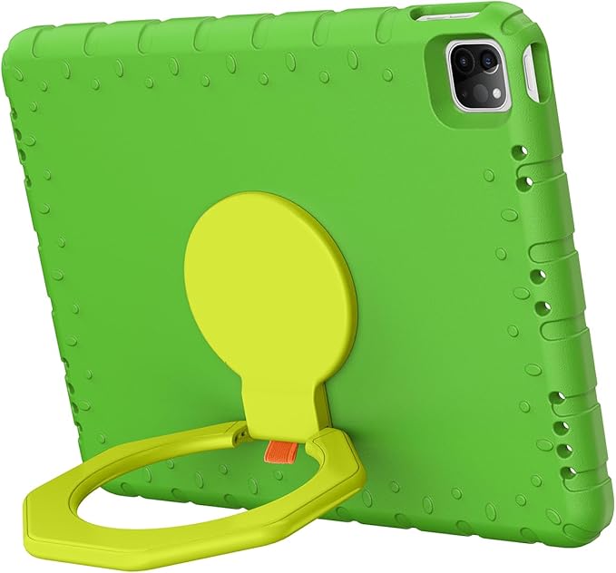 for iPad Pro 12.9 Case 6th/5th/4th/3rd Generation with 360° Rotating Stand & Pencil Holder, Heavy Duty Cute Cover for iPad Pro 12.9 inch 2022/2021/2020/2018, Green