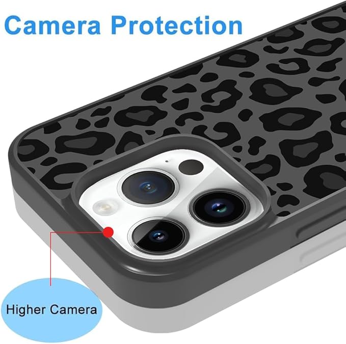 KANGHAR Case Compatible with Phone 15 Pro Max,Black Leopard Design Compatible with MagSafe,Tire Texture Non-Slip +Shockproof Rugged TPU Protective Magnetic Case for Phone 15 Pro Max 6.7 Inch