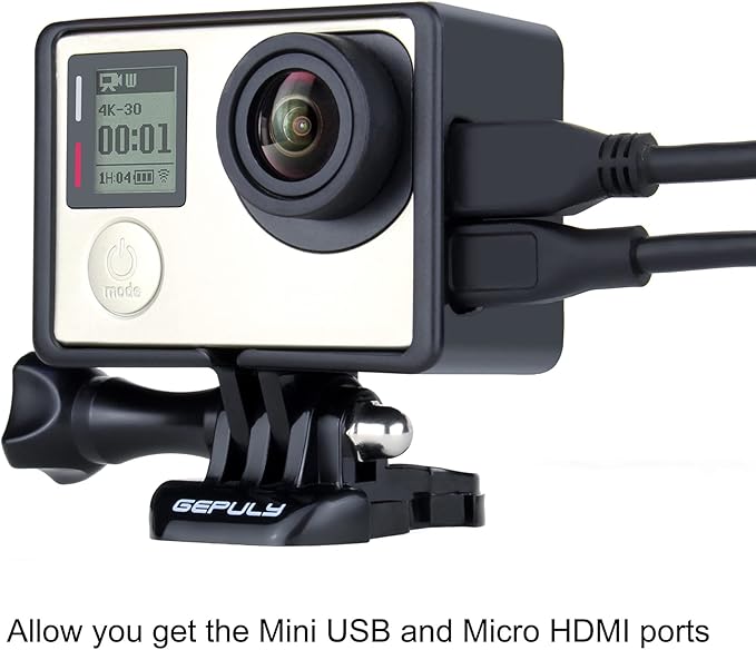 GEPULY BacPac Frame Mount Housing Case for GoPro Hero4, Hero3+, Hero 3 with LCD BacPac and Battery Extension Accessories