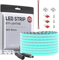 BTF-LIGHTING FCOB COB LED Strip Ice Blue 5mm Width UL Listed Super Narrow Flexible Uniform Light DC12V 16.4FT CRI 90+ Dimmable LED Ribbon for Bedroom Home Indoor Decor(No Adapter or Controller)